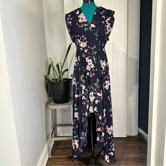Eliza J Dresses & Skirts - Eliza J Floral High/Low Faux Wrap Chiffon Dress size 4
